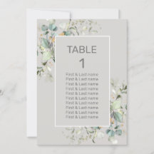 Parchment Colour & Green Leaves Table Number