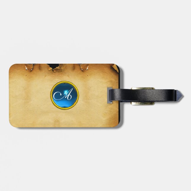 PARCHMENT GEM blue Luggage Tag (Back Horizontal)