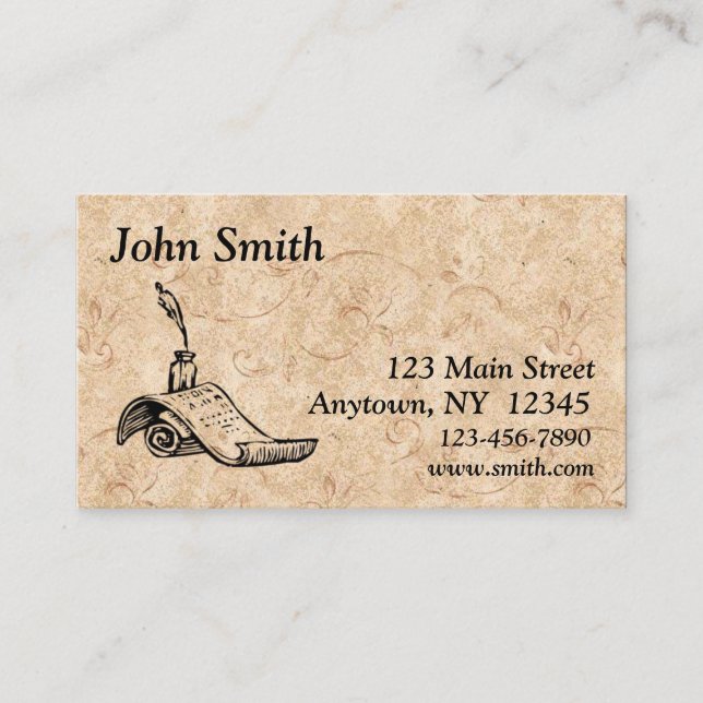 Parchment Inkwell Business Card (Front)
