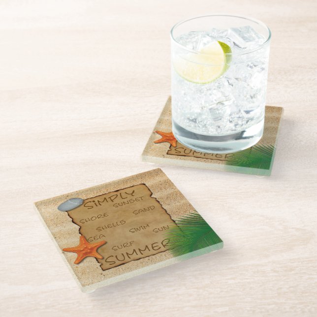 Parchment on Sand Background - Glass Coaster (Angled)