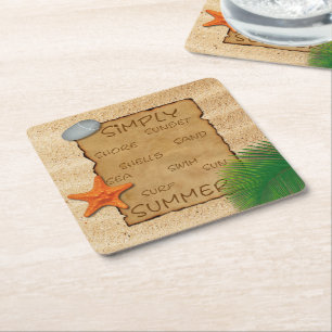 Parchment on Sand Background - Paper Coaster