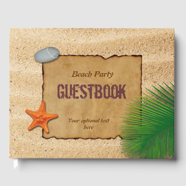 Parchment on Sand - Beach Party Guest Book (Front)