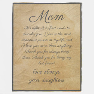 Parchment Paper Background with Script Message Fleece Blanket