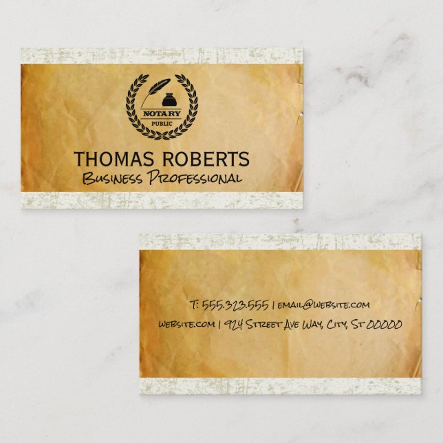 Parchment Paper | Notary Public Logo Business Card (Front/Back)