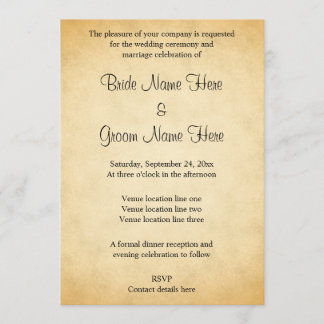 Parchment Pattern Design Wedding Invitation