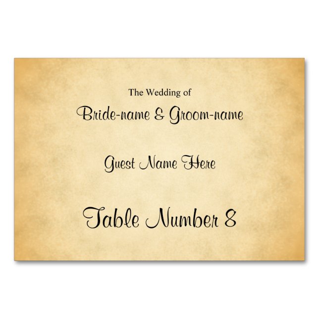 Parchment Pattern Design Wedding Place Cards (Front)