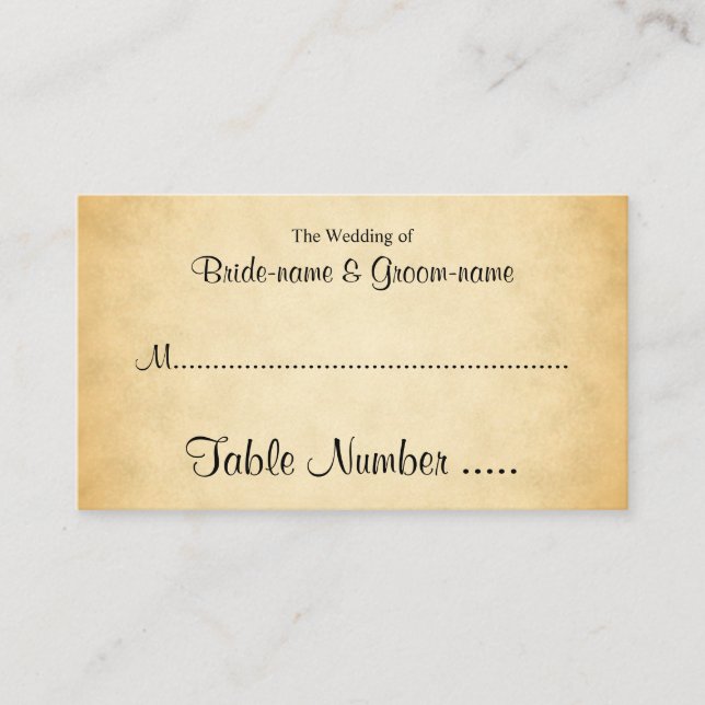 Parchment Pattern Design Wedding Place Cards (Front)