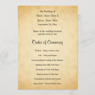 Parchment Pattern Design Wedding Program
