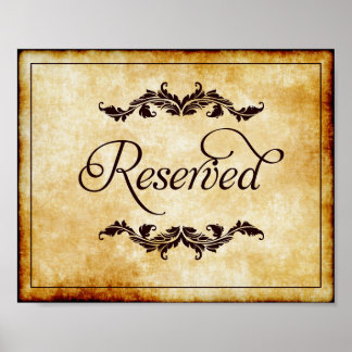 Parchment Script Reserved Sign Wedding 8x10
