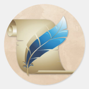 Parchment Scroll and Quill Classic Round Sticker