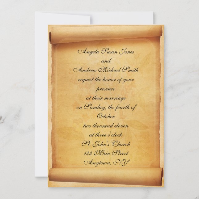 Parchment Scroll Wedding Invitation (Front)