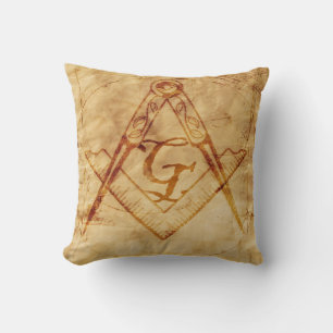 Parchment Square and Compass Throw Pillow