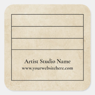 Parchment Square Back of Artwork Label Sticker
