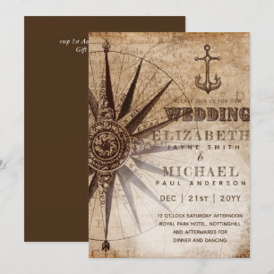Parchment Style Vintage Nautical Map Wedding