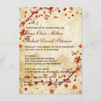 Parchment Swirls Maple Leaves Vintage Fall Wedding