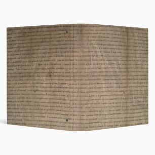 Parchment with ancient text on old paper, brown binder