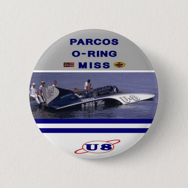 Parcos O-Ring Miss Unlimited Hydroplane 2 Inch Round Button (Front)