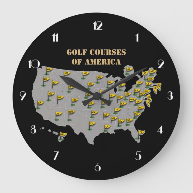 Parcours De Golf De L'Amérique Carte Horloge Mur (Recto)