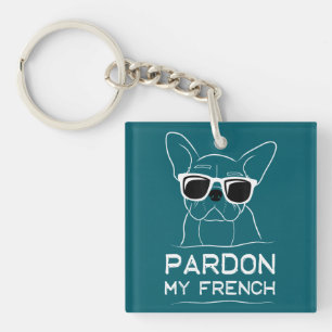 Pardon My French Frenchie Bulldog Funny Dog Keychain