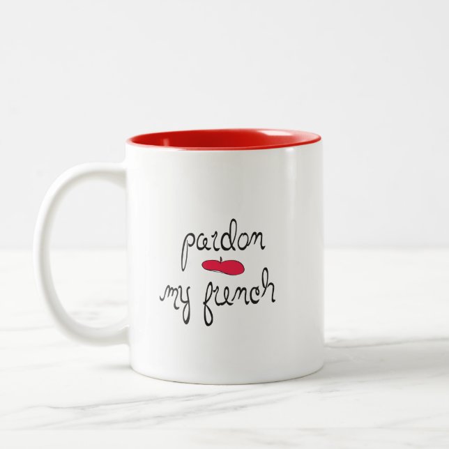 Pardon My French with Beret Two-Tone Coffee Mug (Left)