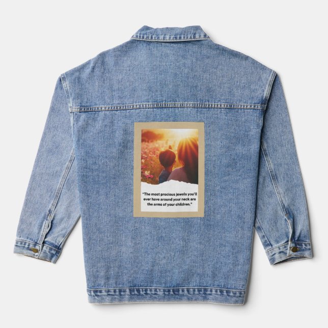 Parent and child bond with qoute denim jacket (Back)