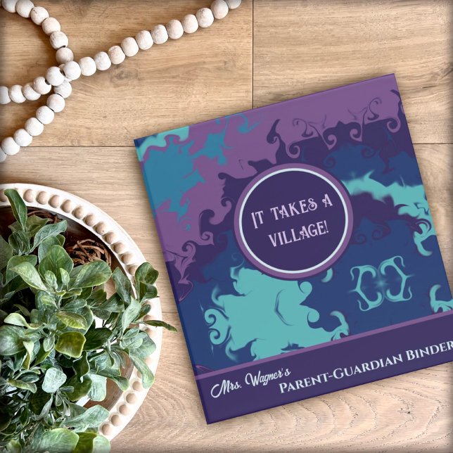 Parent- Guardian Abstract Purple Blue Teacher  Binder (Creator Uploaded)