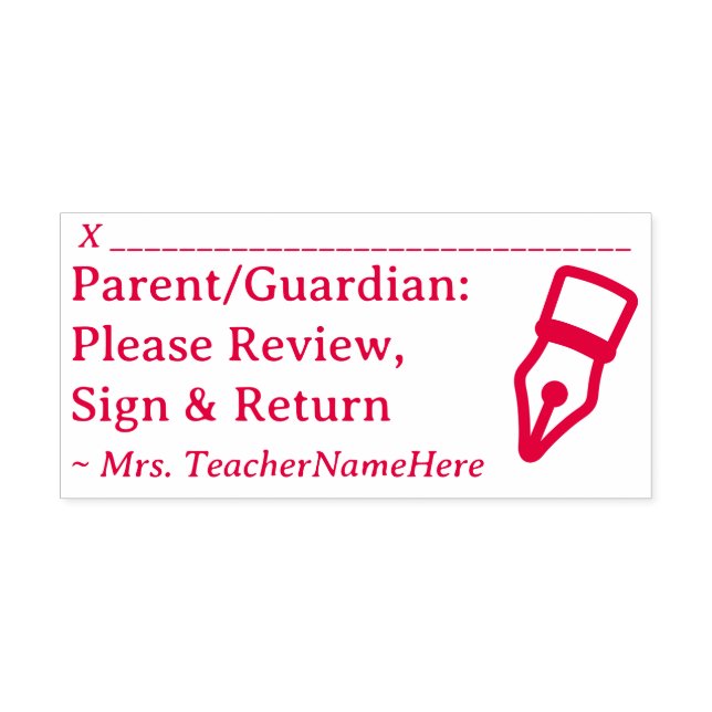 "Parent/Guardian: Please Review, Sign & Return" Self-inking Stamp (Design)