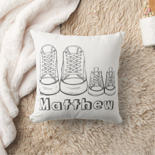 Parent Kid Sneakers Little Baby Shoes Nursery Throw Pillow