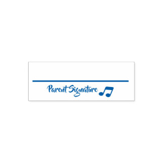 Parent Signature Rubber Stamp with Music Note