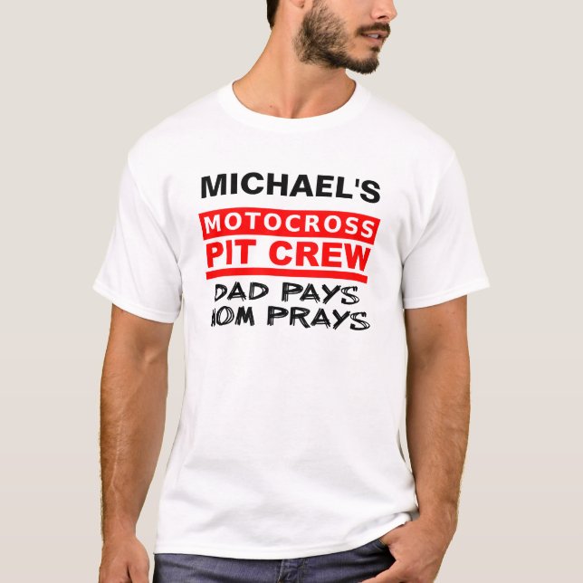 Parental Pit Crew Dirt Bike Motocross T-Shirt (Front)