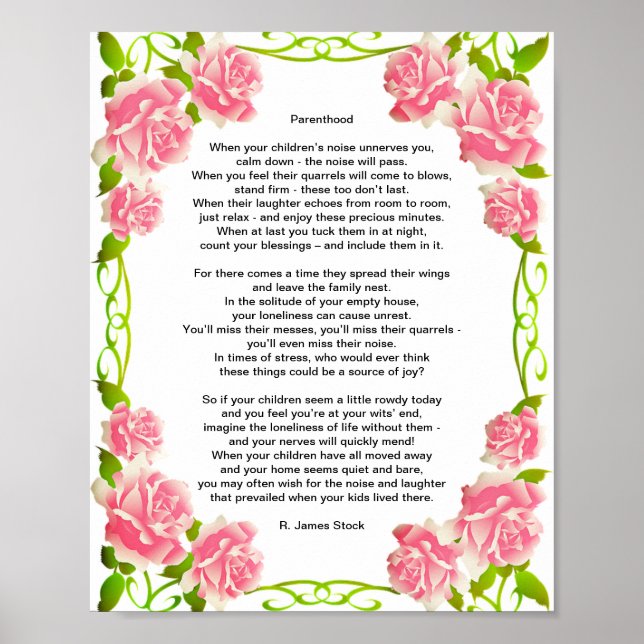 "Parenthood" Parental Guidance Poem Poster (Front)