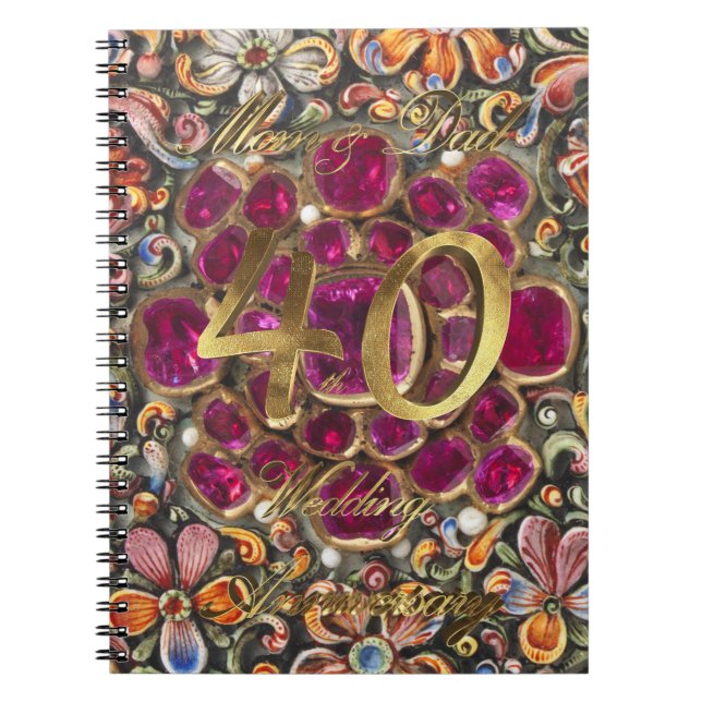 Parents 40th Wedding Aniversary Ruby Wedding Notebook (Front)