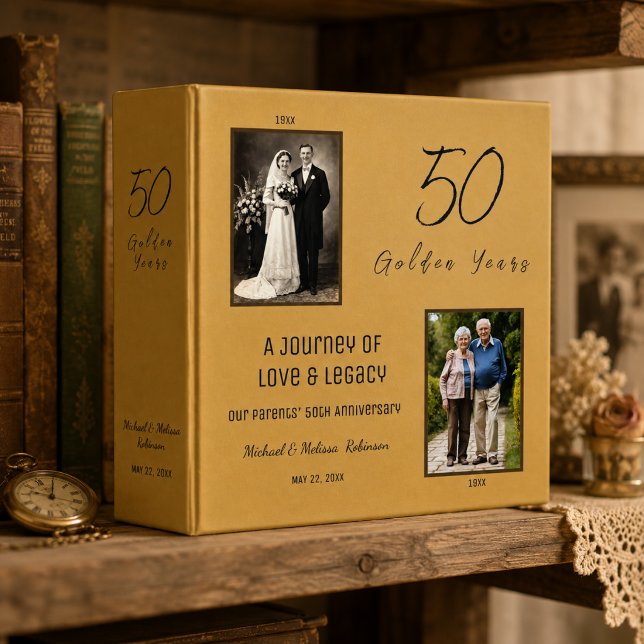 Parents 50th Anniversary Legacy Binder (Elegant golden anniversary binder for photos, memories, and love stories.)