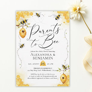Parents Bee Summer Watercolor Coed Baby Shower Invitation