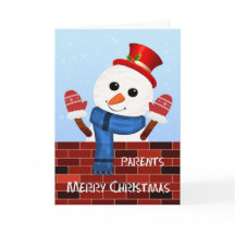 Parents Christmas Snowman Holiday Card