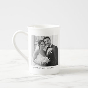 Parents & Couple Minimalist Two Photo Wedding Bone China Mug