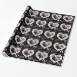 Parents diamond wedding anniversary photo black wrapping paper<br><div class="desc">Wedding anniversary wrapping paper in black. Personalize this anniversary paper with your own photo and parent's name and the anniversary year. Currently reads Congratulations Mom & Dad Diamond wedding 60 years. Beautiful diamond stone effect in a heart shape printed graphics 60th diamond Wedding Anniversary wrapping paper ideal to wrap up...</div>