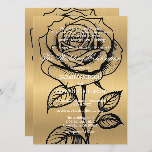 Parents divorcés classiques Invitations de mariage (Devant / Derrière)