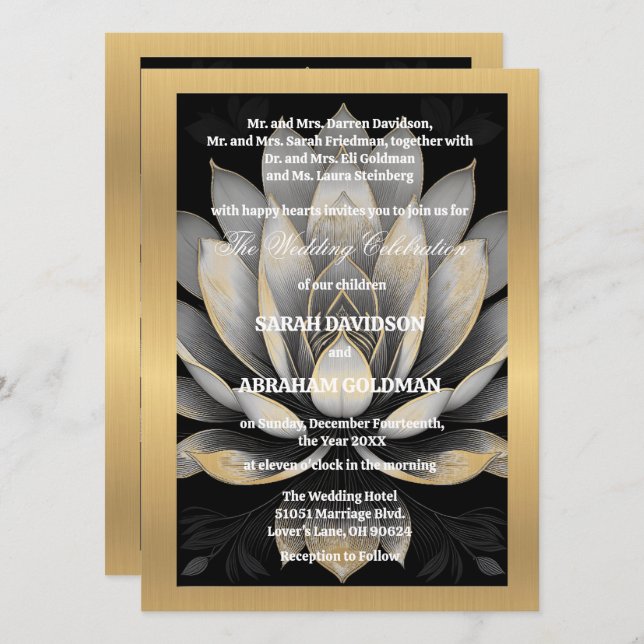 Parents divorcés classiques Invitations de mariage (Devant / Derrière)