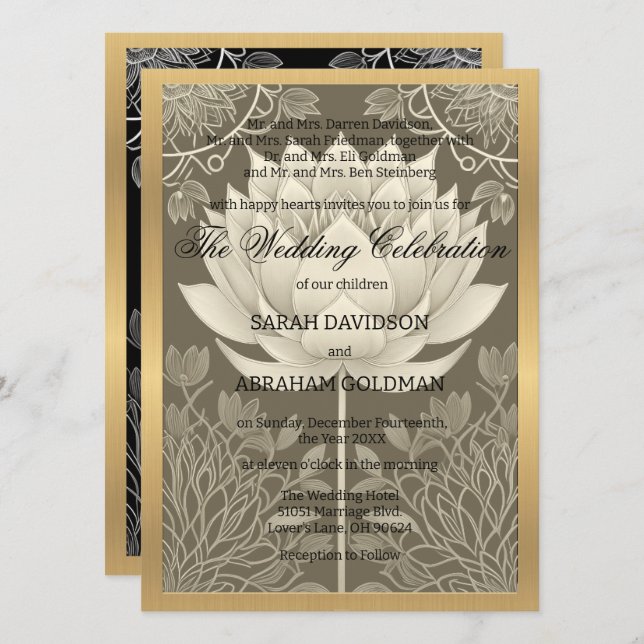 Parents divorcés classiques Invitations de mariage (Devant / Derrière)