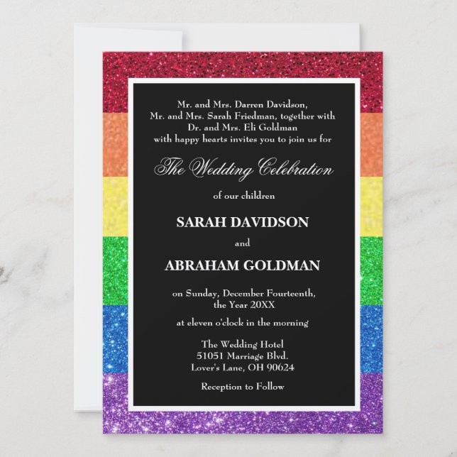 Parents divorcés Invitations de mariage arc-en-cie (Devant)