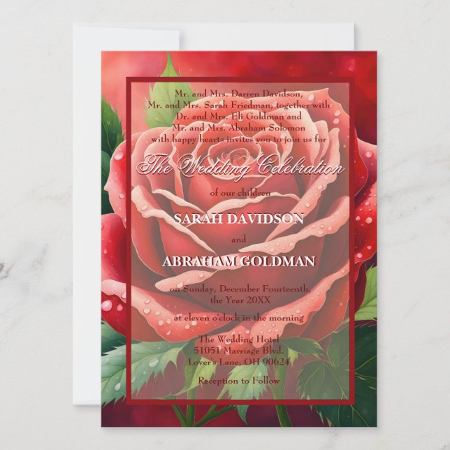 Parents divorcés Roses rouges Invitations de maria (Devant)