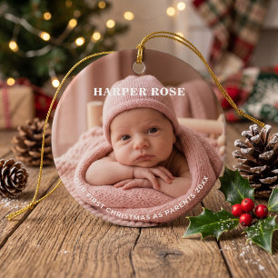 Parents First Christmas Newborn Photo  Ceramic Ornament