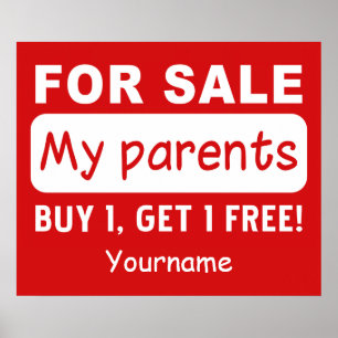 PARENTS FOR SALE custom poster