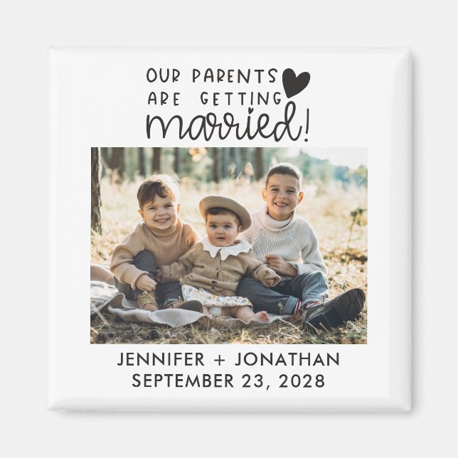 Parents getting married children photo save date magnet (Front)
