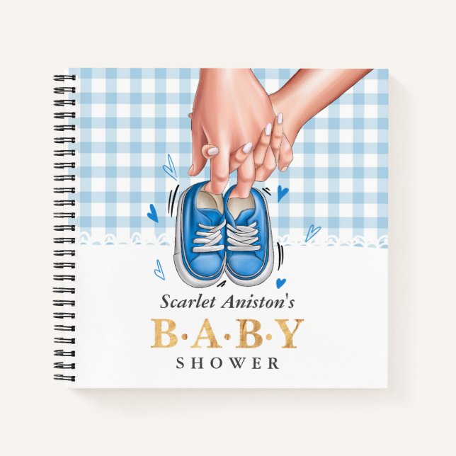 Parents Hands with Shoes Baby Shower Guest Book (Front)