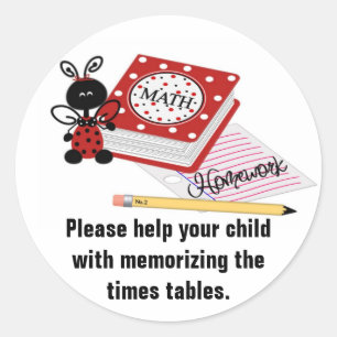 Parent's Homework Reminder Stickers