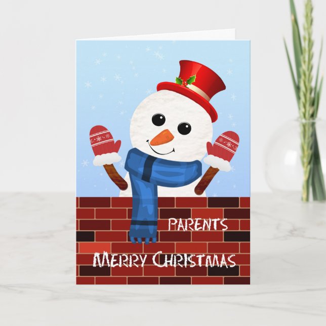 Parents Noël Snowman Carte de vacances (Devant)