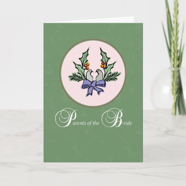Parents of Bride, Christmas Turtle Doves Holiday Card (Front)
