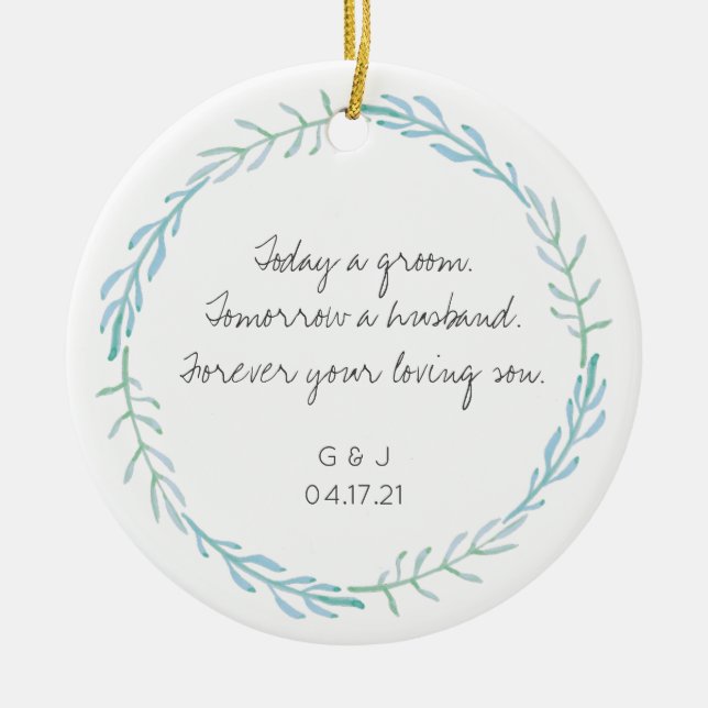 Parents of the Groom Ornament Gift - Beach Blue (Front)